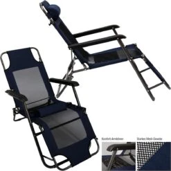 Ligstoel 155x60cm - Opvouwbaar Campingstoel Ligbed Strandstoel Tuinstoel Vouwligstoel Blauw -Buitenkampeer Winkel 1200x1200 629