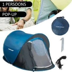 Dunlop Pop Up Tent 220 X 120 X 90 Cm - Grijs/ Blauw - 1 Persoons -Buitenkampeer Winkel 1200x1200 66