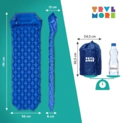 TRVLMORE Slaapmat - Zelfopblazend - 1 Persoons - Ingebouwde Pomp En Kussen - Blauw -Buitenkampeer Winkel 1200x1200 806
