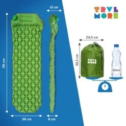 TRVLMORE Slaapmat - Zelfopblazend - 1 Persoons - Ingebouwde Pomp En Kussen - Groen -Buitenkampeer Winkel 1200x1200 818
