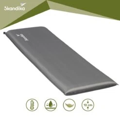 Skandika Easy Single Zelfopblaasbaar Slaapmat – Slaapmat – Slaapmat Zelfopblazend – Logeerbed – Polyester, PVC - Premium Zelfopblazend Luchtbed, Antislip-materiaal, Ideaal Voor Camping – Outdoor, Camping – Kamperen – 196 X 60 X 10 Cm – 3.2kg - Grijs