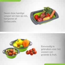 Buxibo - 3-Delige Keuken Vergiet Set Inklapbaar Groen/Grijs -Buitenkampeer Winkel 1200x1200 891