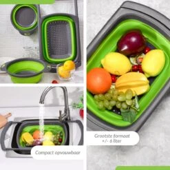 Buxibo - 3-Delige Keuken Vergiet Set Inklapbaar Groen/Grijs -Buitenkampeer Winkel 1200x1200 892