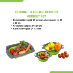 Buxibo - 3-Delige Keuken Vergiet Set Inklapbaar Groen/Grijs -Buitenkampeer Winkel 1200x1200 893