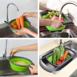 Buxibo - 3-Delige Keuken Vergiet Set Inklapbaar Groen/Grijs -Buitenkampeer Winkel 1200x1200 899