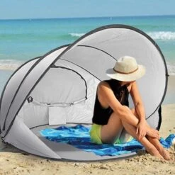 Deryan Luxe Pop Up Strandtent XXL - Anti-UV 50+ - Zilver -Buitenkampeer Winkel 1200x1200 90