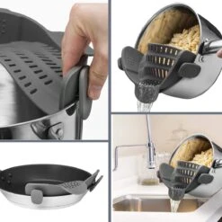 SensaHome- Siliconen Vergiet - Keuken Afgietdeksel - Afgiethulp - Siliconen - BPA Vrij - Grijs -Buitenkampeer Winkel 1200x1200 930