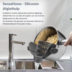 SensaHome- Siliconen Vergiet - Keuken Afgietdeksel - Afgiethulp - Siliconen - BPA Vrij - Grijs -Buitenkampeer Winkel 1200x1200 937