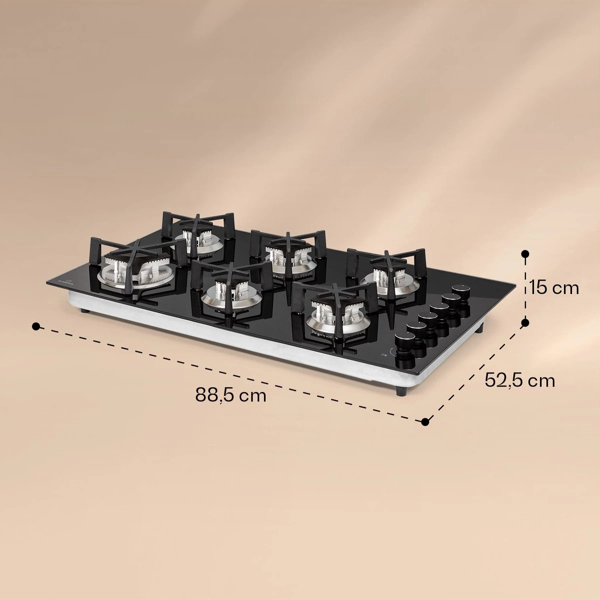 Trifecta 6 Gaskookplaat 6-pits Grote, Normale En Extra Glaskeramische Branders 9 Trifecta 6 Gaskookplaat 6-pits Grote, Normale En Extra Glaskeramische Branders - Afbeelding 7