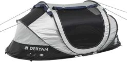 Deryan Cocoon Pop Up Tent - Slaapzak - Luchtbed - Luchtpomp - 4 Persoons - Zilver -Buitenkampeer Winkel 1200x588