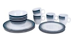 Bo-Camp - Servies - Classic - 16-Delig - Wit/Navy -Buitenkampeer Winkel 1200x675 13