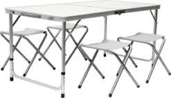 Inklapbare, In Hoogte Verstelbare Campingtafel 120x60x70cm Incl. 4 Inklapbare Krukken Campingtafel S