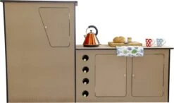 Camper Keuken MDF - Linkerkant EU - Inclusief Kledingstang + Wijnrek - Onbewerkt - Inbouw Kasten Inrichting Kampeerauto Caravan -Buitenkampeer Winkel 1200x709