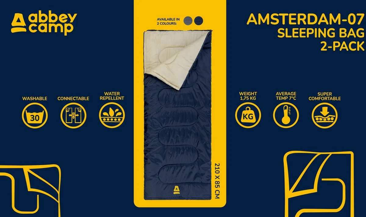 Abbey Camp Slaapzak Amsterdam - 2-pack - Dekenmodel - 210 X 85 Cm - Marine 8 Abbey Camp Slaapzak Amsterdam - 2-pack - Dekenmodel - 210 X 85 Cm - Marine - Afbeelding 6