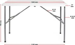 Toboli Klaptafel 120x60x74cm Campingtafel Wit; Bijzettafel, Inklapbare Tafel - Multistrobe -Buitenkampeer Winkel 1200x721 1