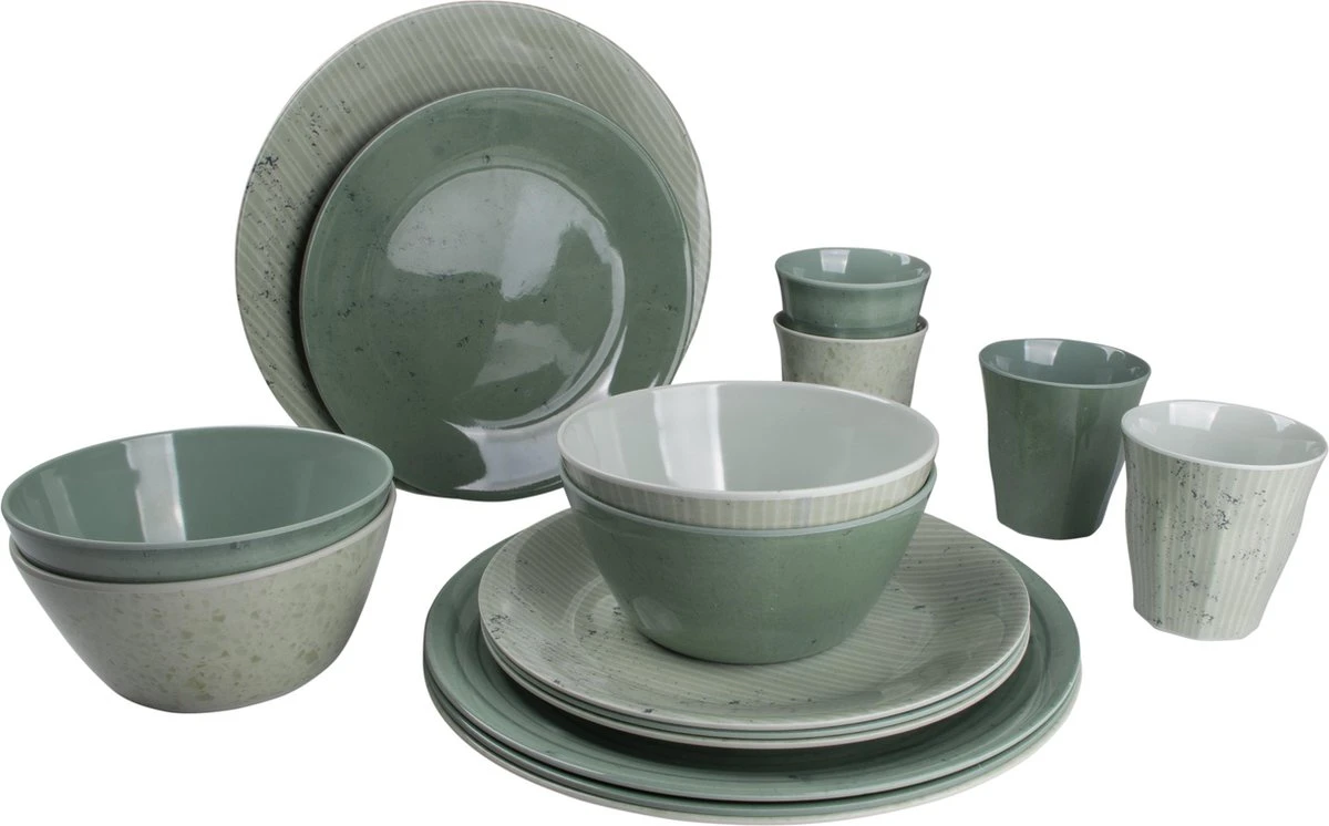 Bo-Camp Servies - Campingbord - 100% Melamine - 16 Delig - Mix & Match - Groen 3 Bo-Camp Servies - Campingbord - 100% Melamine - 16 Delig - Mix & Match - Groen