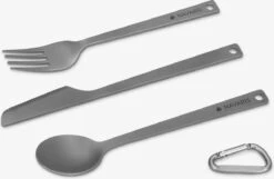 Navaris Campingbestek Van Titanium - Set Met Vork, Mes En Lepel - Bestekset Voor Onderweg En Op Reis - Inclusief Karabijnhaak En Bewaarzakje -Buitenkampeer Winkel 1200x781