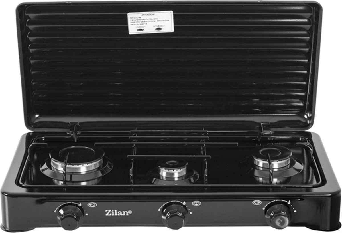 Zilan - Gas Kooktoestel 3 Pits - Campingkooktoestel - Gaskookplaat - Zwart 4 Zilan - Gas Kooktoestel 3 Pits - Campingkooktoestel - Gaskookplaat - Zwart - Afbeelding 2