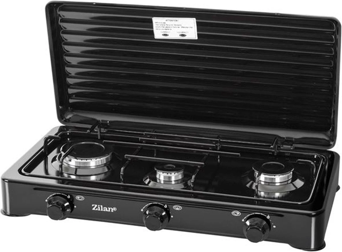 Zilan - Gas Kooktoestel 3 Pits - Campingkooktoestel - Gaskookplaat - Zwart 3 Zilan - Gas Kooktoestel 3 Pits - Campingkooktoestel - Gaskookplaat - Zwart