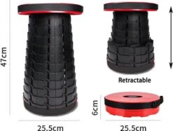 Kampeerkruk - Uitschuifbare Kruk - Rood/Zwart- Tot 120 Kg - Travel Stool - Opvouwbare Campingkruk - Inklapbaar Krukje - Telescopische Kruk - Camping - Outdoor -Buitenkampeer Winkel 1200x910 1