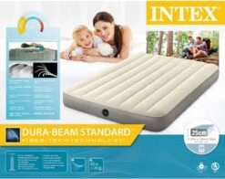 Intex Luchtbedset Intex Luchtbed - Twijfelaar - 137 X 191 X 25 Cm - Beige + Intex Elektrische Pomp - 650 Liter/min + Hoeslaken Zwart + Reparatieset -Buitenkampeer Winkel 1200x950 2