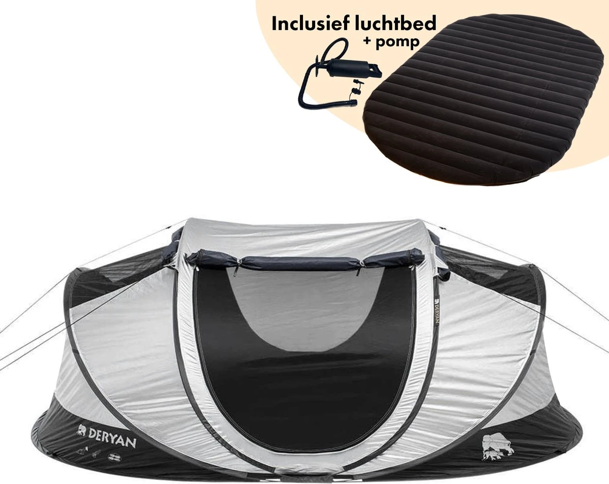 Deryan Cocoon Pop Up Tent - Luchtbed - Luchtpomp - 4 Persoons - Zilver 4 Deryan Cocoon Pop Up Tent - Luchtbed - Luchtpomp - 4 Persoons - Zilver - Afbeelding 2