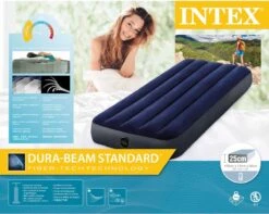 Intex Luchtbedset Intex Luchtbed - 1-Persoons - 76 X 191 X 25 Cm - Blauw + Intex Elektrische Pomp - 650 Liter/min + Hoeslaken Antraciet + Reparatieset -Buitenkampeer Winkel 1200x955 6