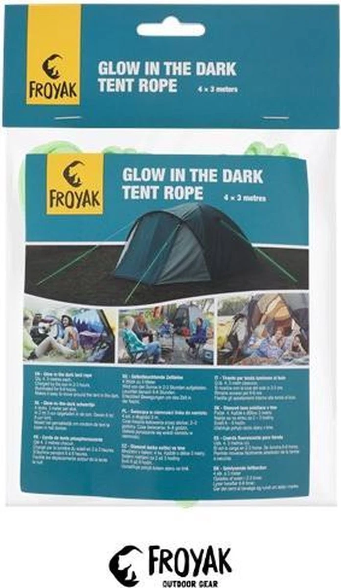 Froyak Glow-in-the-dark Scheerlijnen - Scheerlijn Voor Tent - Werken Op Zonlicht - 4 Stuks 4 Froyak Glow-in-the-dark Scheerlijnen - Scheerlijn Voor Tent - Werken Op Zonlicht - 4 Stuks - Afbeelding 2