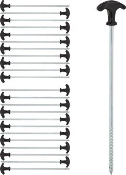 Relaxdays 24x Tentharingen Set - Haringen - Schroefharingen - T-haringen - Grondpennen