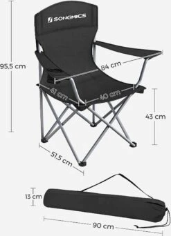 MIRA Home - Campingstoel Set Van 2 Inklapbaar - Klapstoel Met Robuust Frame - Met Flessenhouder - 76 X 51.5 X 95.5 Cm - Zwart -Buitenkampeer Winkel 866x1200 1