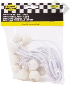 Elastiek Met Bal Wit - 12 Delig - Spanelastiek - 17cm - Benson -Buitenkampeer Winkel 987x1200
